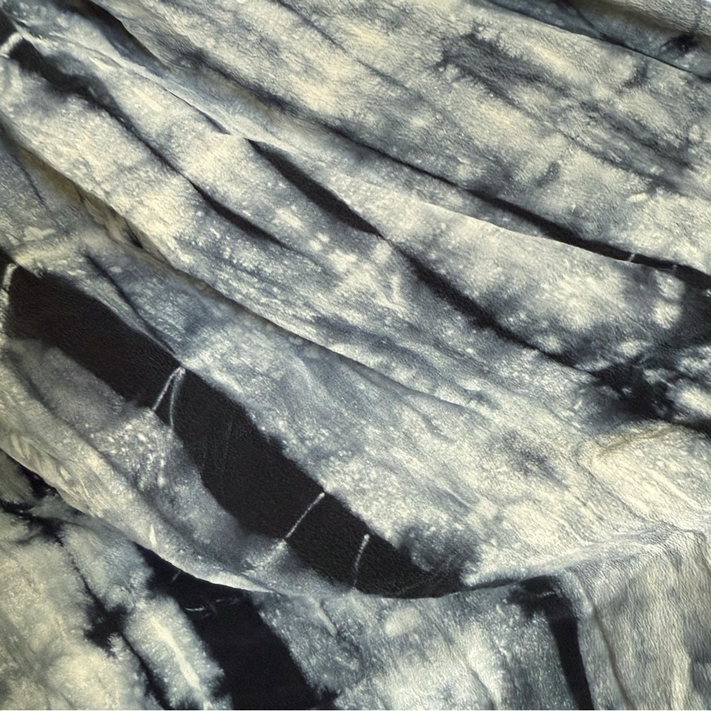 ULLA JOHNSON BLACK GRAY TIEDYE PRINT ELASTIC WAIST SILK MAXI SKIRT - Picture 7 of 10